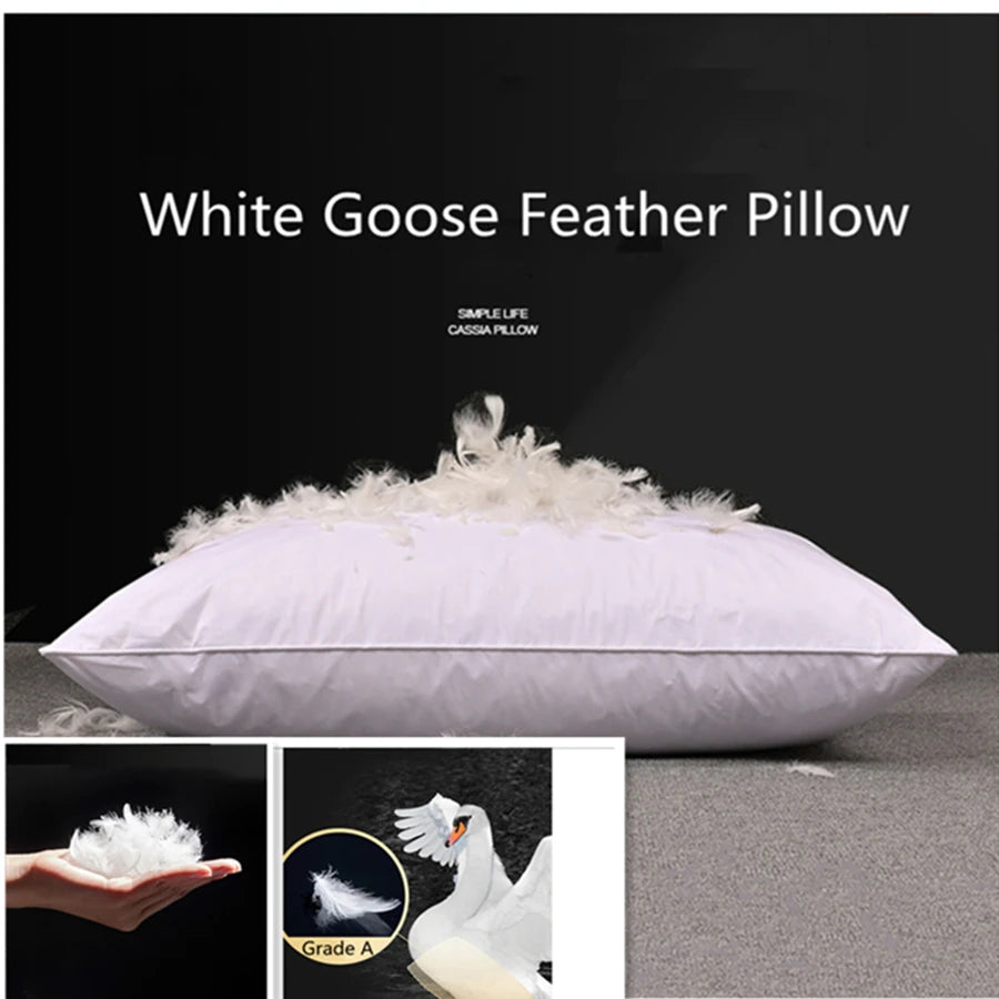 Luxury 100% White Goose Feather Pillow